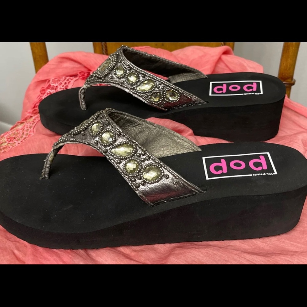 Beaded Sandals (size 7/Worn Once) - Picture 3 of 6
